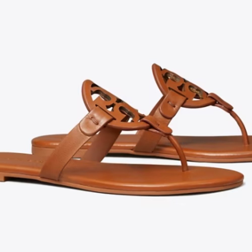 Tory Burch Brown Miller Leather Sandals Size 9 Womens